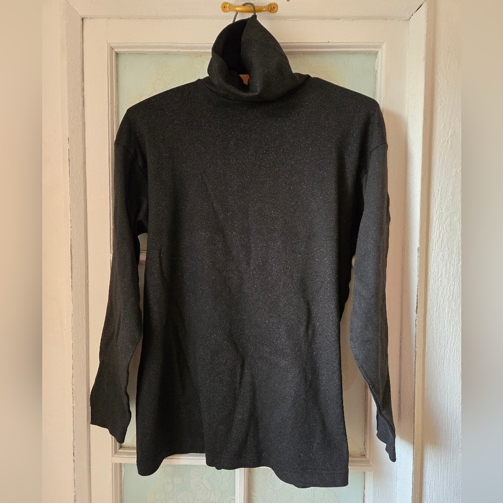 Classic Editions Black Sparkle Turtleneck Long Sleeve Top – Size M